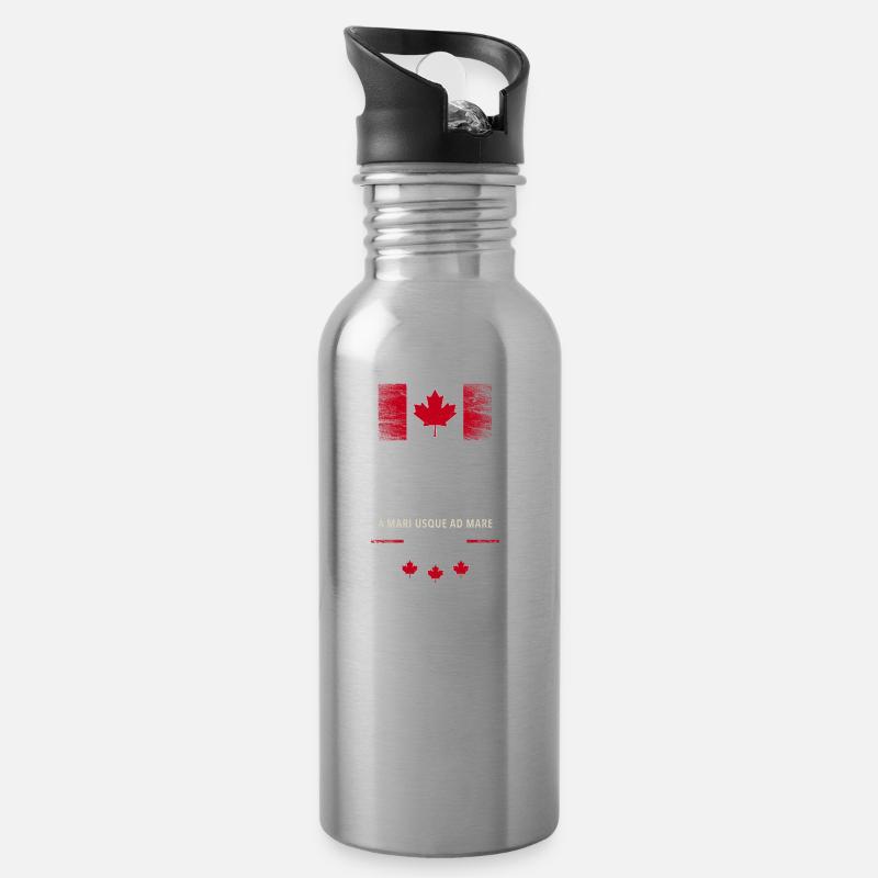 Canada Ottawa Ahornblatt Maple Leaf Kanada Amerika - Trinkflasche mit integriertem Trinkhalm - Lightsilver