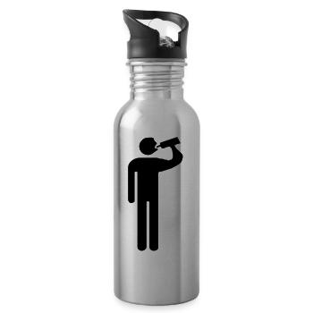 Saufen - Trinkflasche mit integriertem Trinkhalm - Lightsilver - Rechts