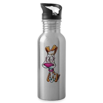 sitting beagle - Trinkflasche mit integriertem Trinkhalm - Lightsilver - Rechts