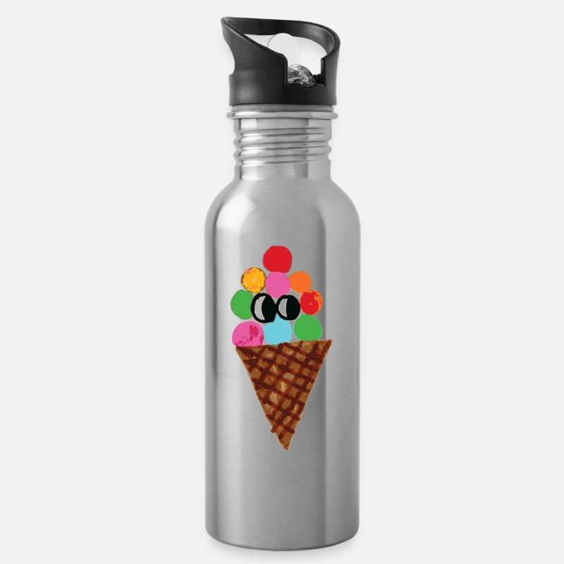 ice cream - Water bottle with straw - silver
