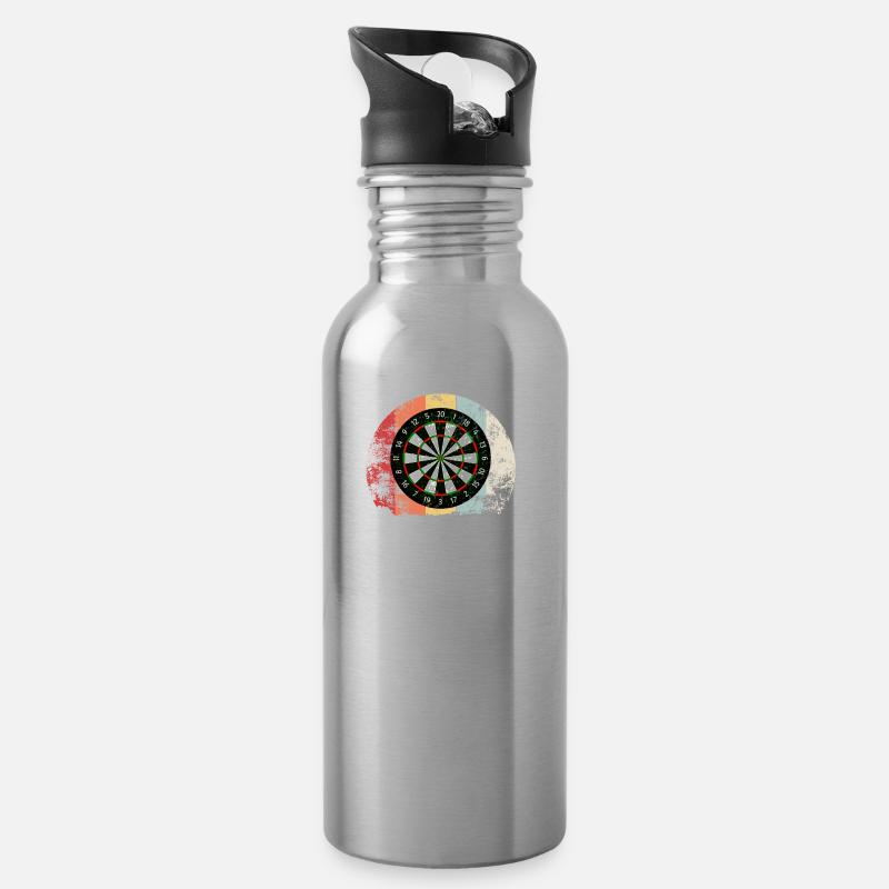 Darts Vintage Dart Sport Pfeil Geschenk - Trinkflasche mit integriertem Trinkhalm - Lightsilver