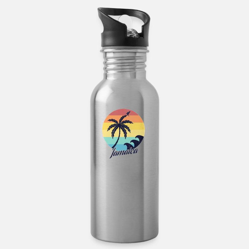 Jamaica - Trinkflasche mit integriertem Trinkhalm - Lightsilver
