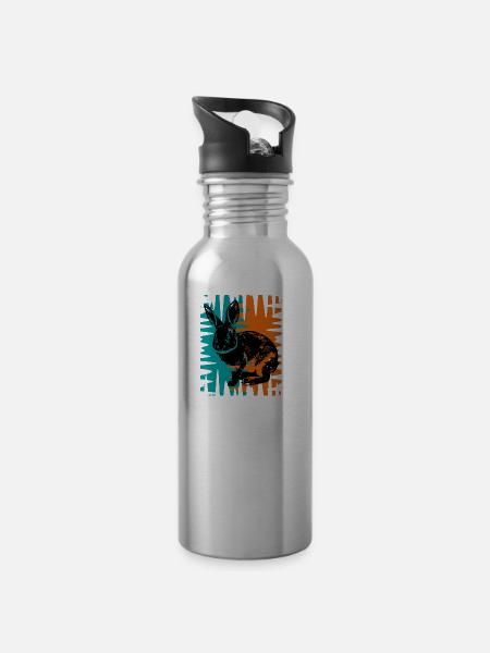 Rabbit - Trinkflasche mit integriertem Trinkhalm - Lightsilver