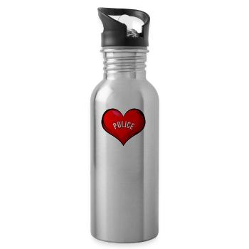 Amour de coeur de police - Gourde avec paille intégrée - argent clair - Droite