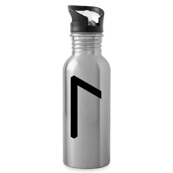 Rune: Laguz ᛚ (L), Quantum Runes Futhark 0 © - Trinkflasche mit integriertem Trinkhalm - Lightsilver - Rechts