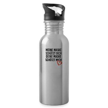 Lustig - Trinkflasche mit integriertem Trinkhalm - Lightsilver - Rechts