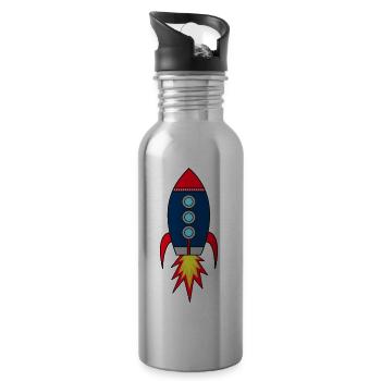 Rocketman * rocket launch - Water bottle with straw - silver - Right