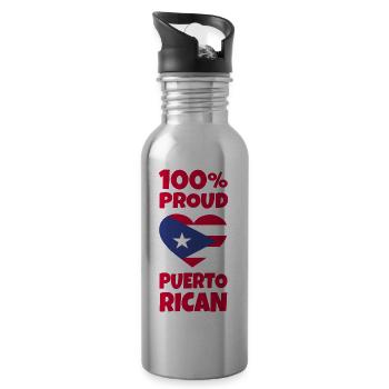 Puerto Ricans - Water bottle with straw - silver - Right