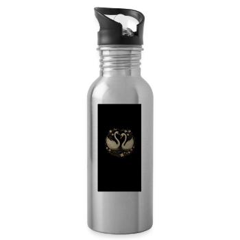 Elegante Schwäne - Trinkflasche mit integriertem Trinkhalm - Lightsilver - Rechts