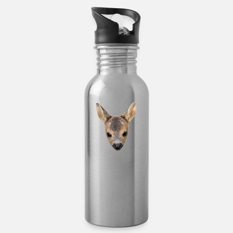 Rehkitz 20 - Trinkflasche mit integriertem Trinkhalm - Lightsilver