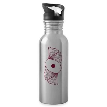 Ginkgo Leaves Ginkgo - Water bottle with straw - silver - Right