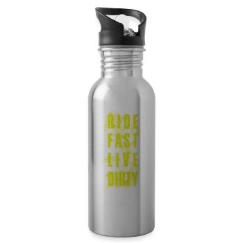 RIDE FAST LIVE DIRTY – MOUNTAIN BIKE - MOTOCROSS - Water bottle with straw - silver - Right