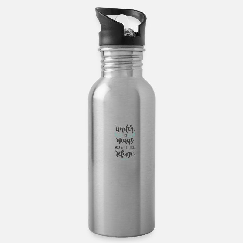 Psalm 91 4 5785 - Trinkflasche mit integriertem Trinkhalm - Lightsilver