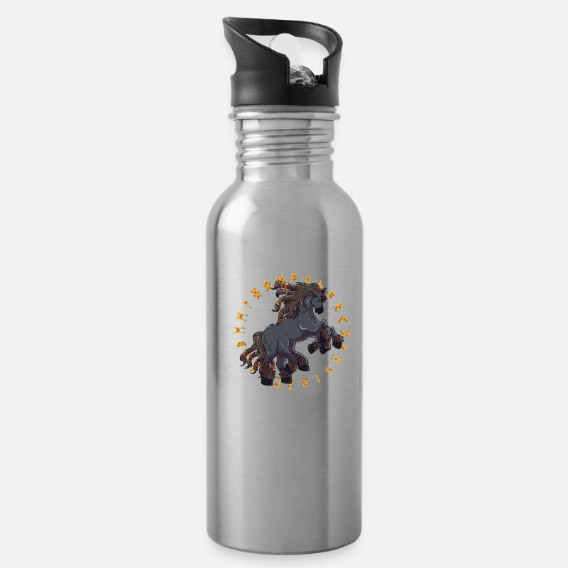 Sleipnir Das Pferd von Odin Viking - Trinkflasche mit integriertem Trinkhalm - Lightsilver