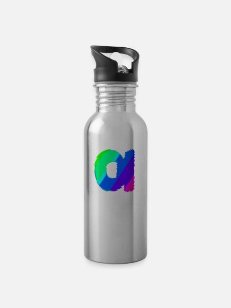 Alpha | Symbol | griechisches Alphabet - Trinkflasche mit integriertem Trinkhalm - Lightsilver