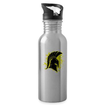 Spartaner Helm Krieger Sparta - Trinkflasche mit integriertem Trinkhalm - Lightsilver - Rechts