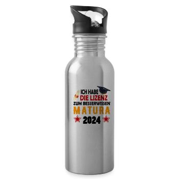 Matura 2024 Maturareise Maturafeier Maturant - Trinkflasche mit integriertem Trinkhalm - Lightsilver - Rechts