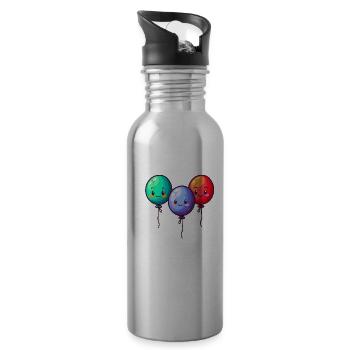 Balloons for children - Water bottle with straw - silver - Right