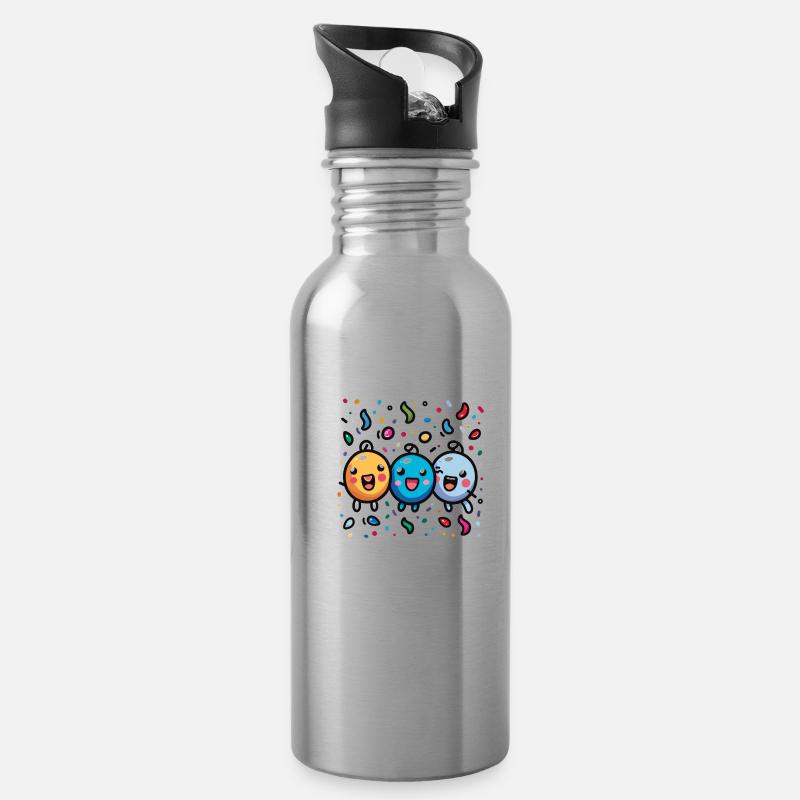 Joie de carnaval avec des confettis - Gourde avec paille intégrée - argent clair
