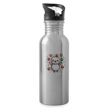 Carnival joy with confetti - Water bottle with straw - silver - Right