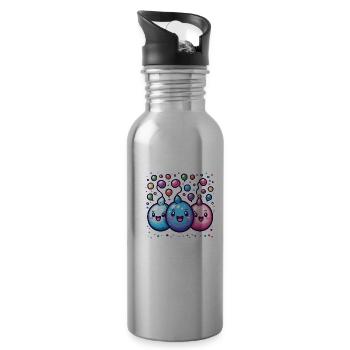 Fasnachtsfreude mit Konfetti - Trinkflasche mit integriertem Trinkhalm - Lightsilver - Rechts