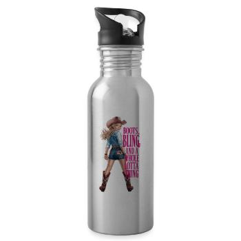 Humorvolles Leben auf dem Bauernhof Cowboy für - Trinkflasche mit integriertem Trinkhalm - Lightsilver - Rechts