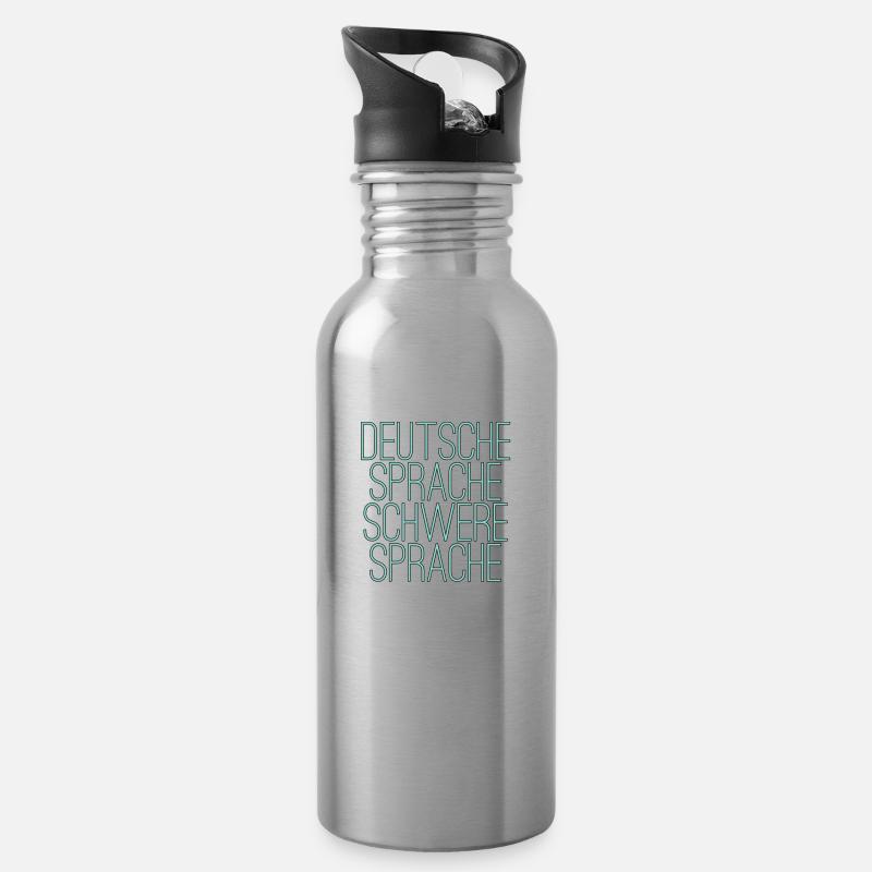 Deutsche Sprache Schwere Sprache - Trinkflasche mit integriertem Trinkhalm - Lightsilver