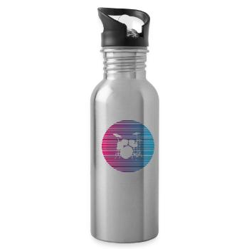 Ich mag die Drums - Trinkflasche mit integriertem Trinkhalm - Lightsilver - Rechts
