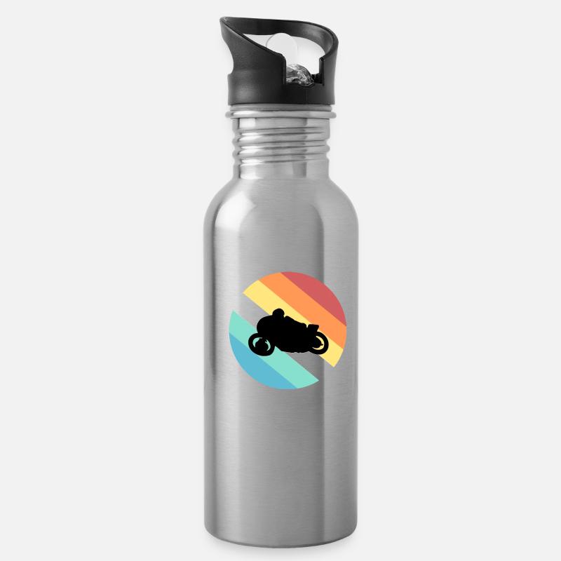 Motorrad - Trinkflasche mit integriertem Trinkhalm - Lightsilver