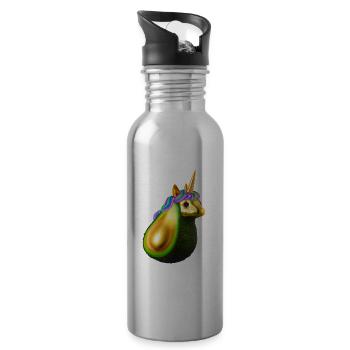 Glückliche Einhorn Avocado - Trinkflasche mit integriertem Trinkhalm - Lightsilver - Rechts