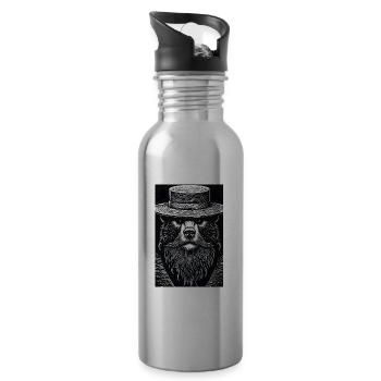 The Silent Grizzly - Water bottle with straw - silver - Right