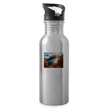The earth has music for those who listen - Trinkflasche mit integriertem Trinkhalm - Lightsilver - Rechts