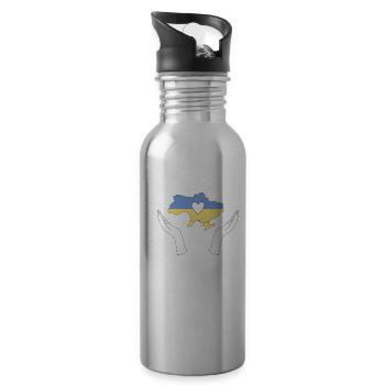 Combattez comme les Ukrainiens - Gourde avec paille intégrée - argent clair - Droite