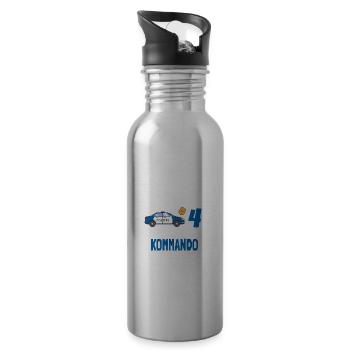 Kindergeburtstag Polizist 4 Jahre Kinder Polizei - Trinkflasche mit integriertem Trinkhalm - Lightsilver - Rechts