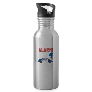 Kindergeburtstag Polizist 4 Jahre Kinder Polizei - Trinkflasche mit integriertem Trinkhalm - Lightsilver - Rechts