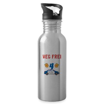 Kindergeburtstag Polizist 4 Jahre Kinder Polizei - Trinkflasche mit integriertem Trinkhalm - Lightsilver - Rechts