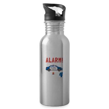 Kindergeburtstag Polizist 4 Jahre Kinder Polizei - Trinkflasche mit integriertem Trinkhalm - Lightsilver - Rechts