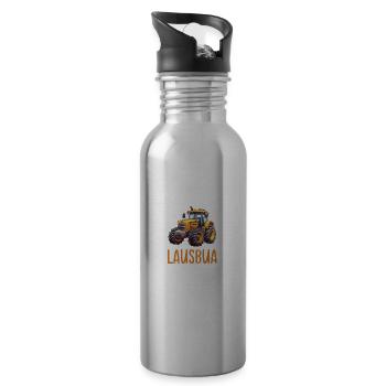 Lausbua Traktor Bayerischer Dialekt Herren - Trinkflasche mit integriertem Trinkhalm - Lightsilver - Rechts