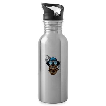 Lausbua Lausbub Lederhosen Trachten - Water bottle with straw - silver - Right