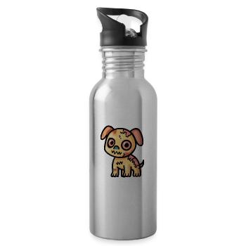 Hund Halloween Comic Zombie - Trinkflasche mit integriertem Trinkhalm - Lightsilver - Rechts