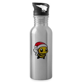 Biene Weihnachten Niedlich - Trinkflasche mit integriertem Trinkhalm - Lightsilver - Rechts