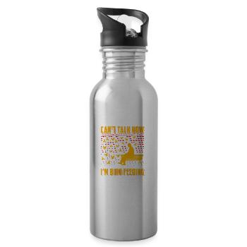 Can't talk now I'm Bird Feeding - Water bottle with straw - silver - Right