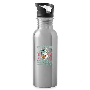 Easter Funny Saying - Water bottle with straw - silver - Right