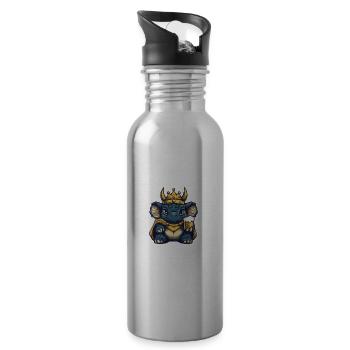 Dinosaur triceratops Beer Funny - Water bottle with straw - silver - Right