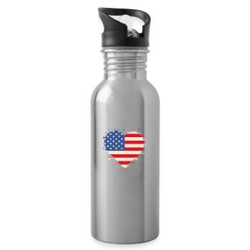 Veteran Heart États-Unis - Gourde avec paille intégrée - argent clair - Droite