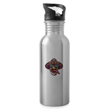 Huhn Comic Lustig Sombrero - Trinkflasche mit integriertem Trinkhalm - Lightsilver - Rechts