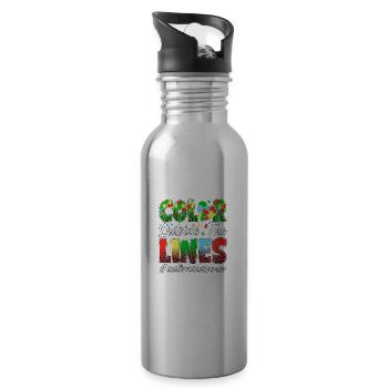 Couleur en dehors des lignes - Gourde avec paille intégrée - argent clair - Droite