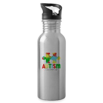 Autism Awareness - Water bottle with straw - silver - Right