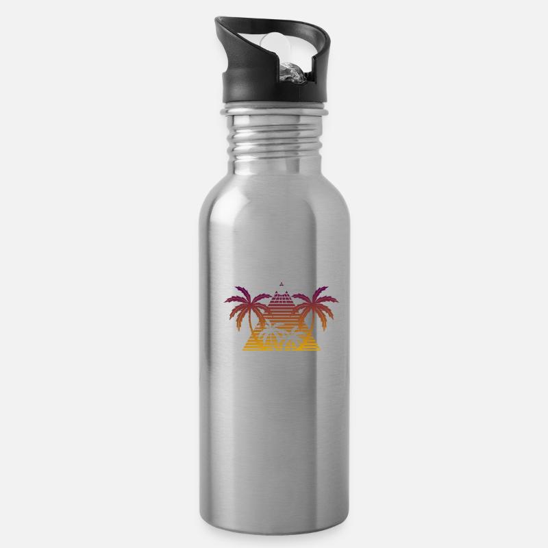 Curacao - Trinkflasche mit integriertem Trinkhalm - Lightsilver