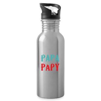 J'ai deux titres papa et papy - Gourde avec paille intégrée - argent clair - Droite